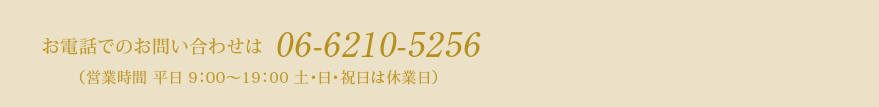 お電話でのお問い合わせは 06-6210-5256